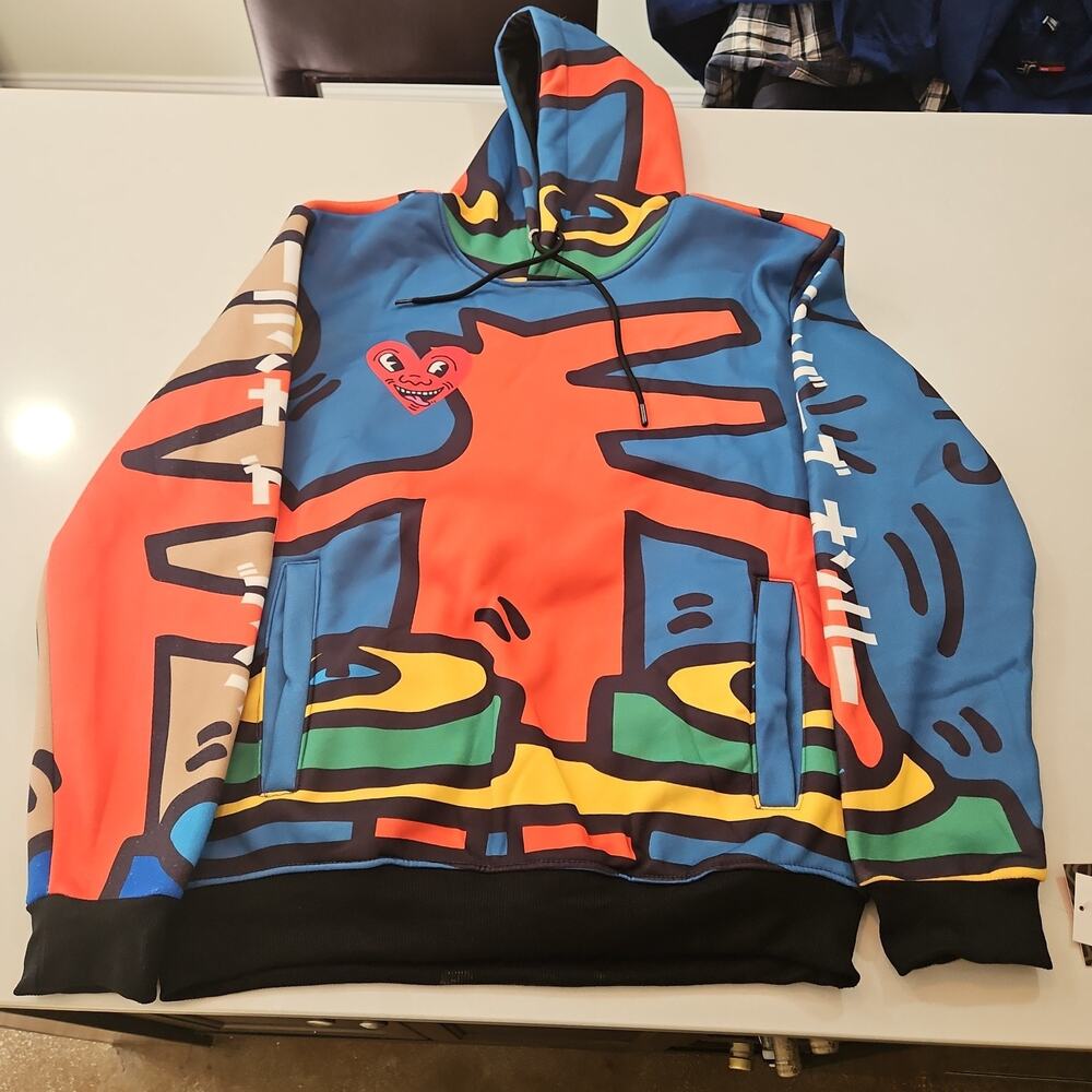 Keith Haring X Members Only Pop Art Hoodie Jacket Size Small
